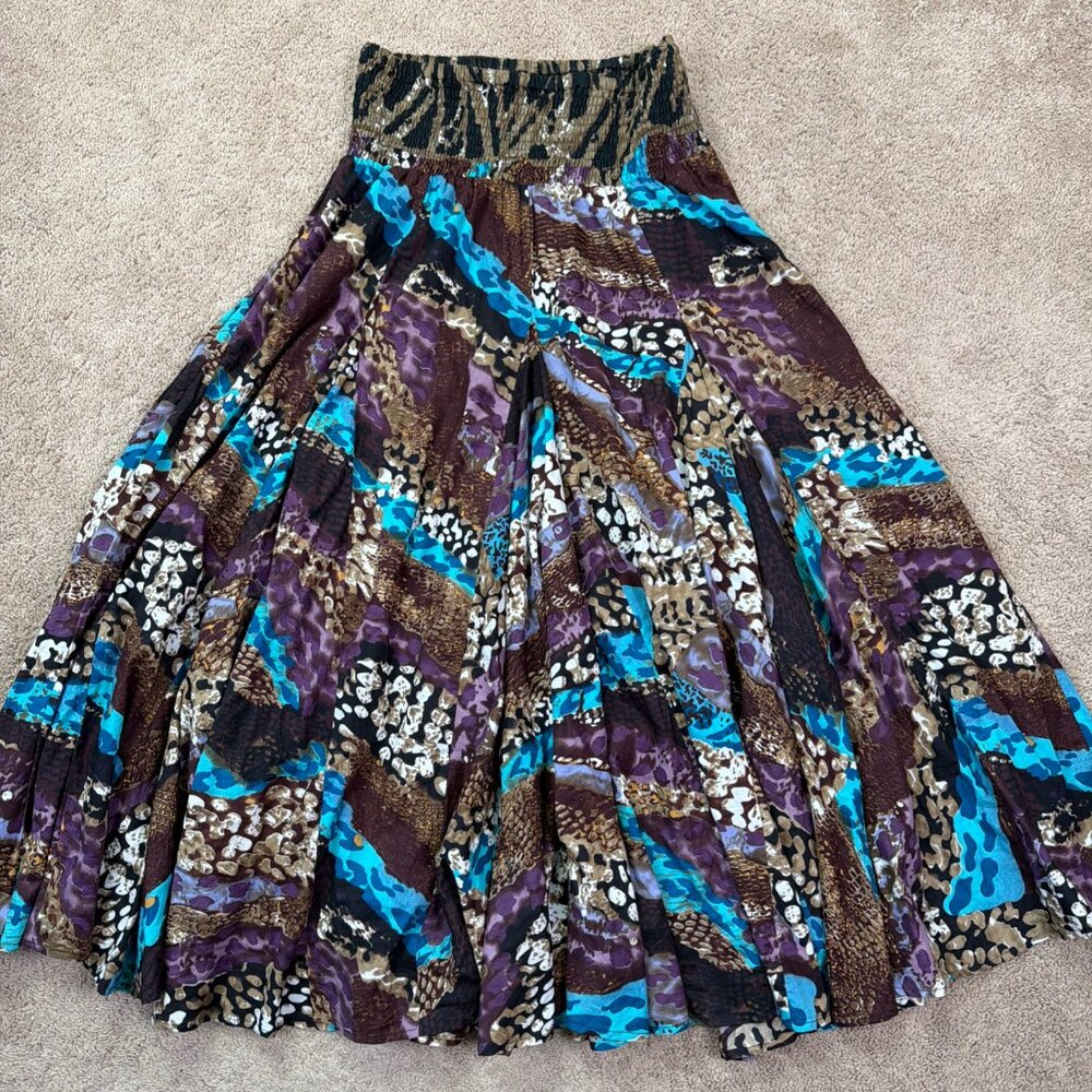 Jubulani Skirt Womens L Purple Brown Animal Print Broomstick Witchy Bohemian